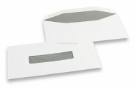 Window envelopes, white, 109 x 224 mm, centered window 25 x 110 mm, window position 53 mm from the left side and 40 mm from the bottom, gummed, 80 gram, weight each approx. 3 g. | Bestbuyenvelopes.ie
