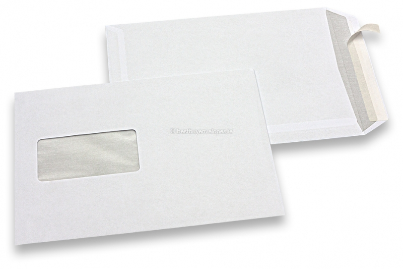 Basic window envelopes, 162 x 229 mm, 80 grs., window left 45 x 90 mm, window position 20 mm from the left side and 60mm from the bottom, strip closure 