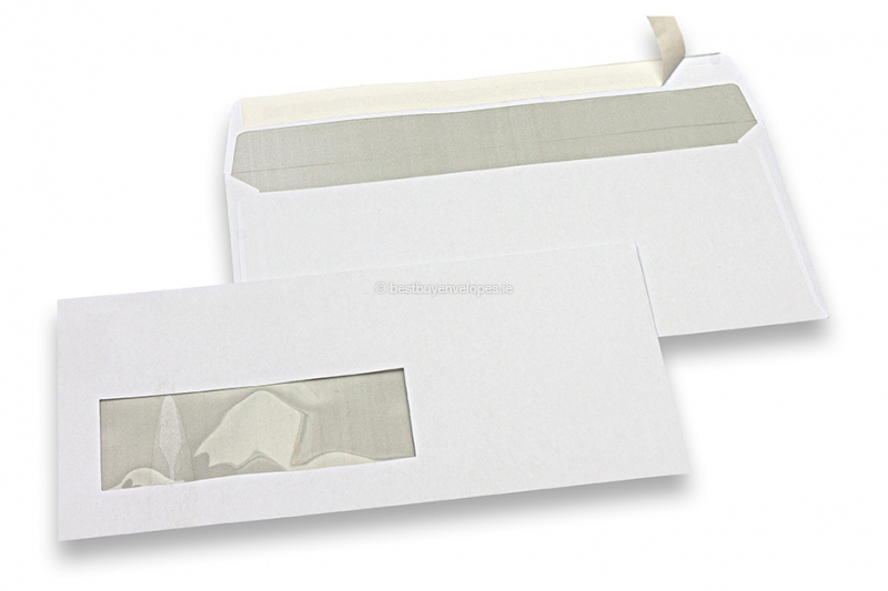 Laser printer envelopes, 110 x 220 mm (DL), window left 40 x 110 mm, window position 15 mm from the left side and 20 mm from the bottom
