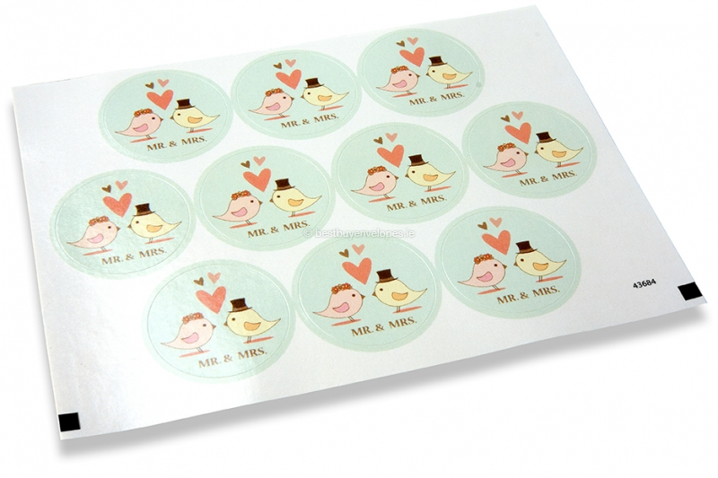 Wedding envelope seals - Mr. & Mrs. birds