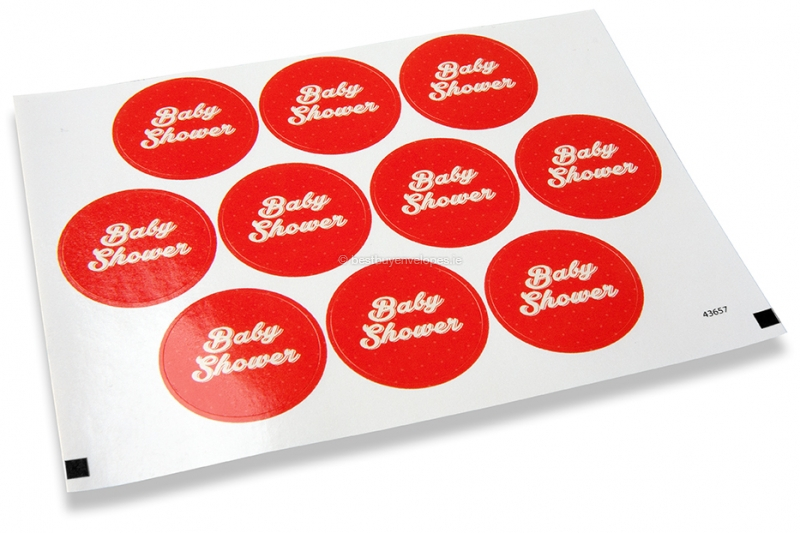 Birth envelope seals - babyshower red