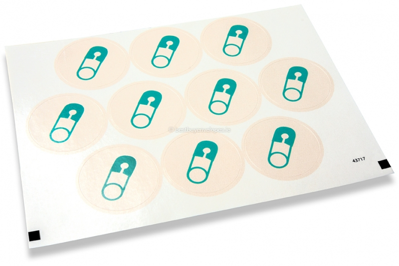 Birth envelope seals - safety pin blue