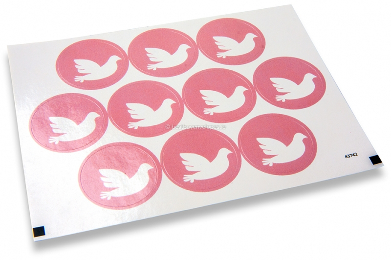 Baptism envelope seals - pink with white dove