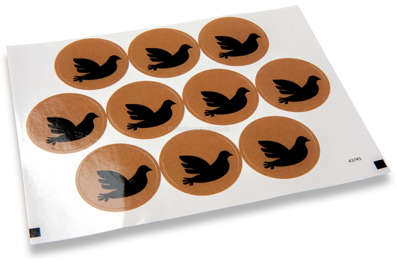 Baptism envelope seals - brown with black dove