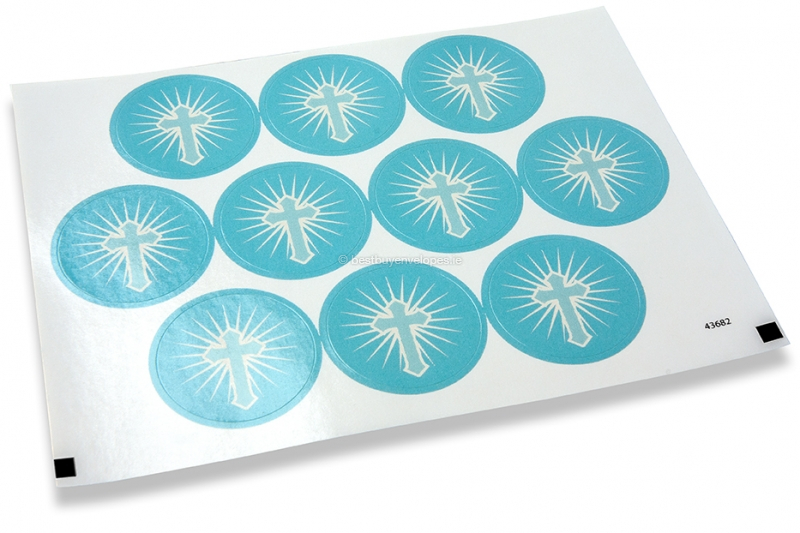 Communion envelope seals - cross blue