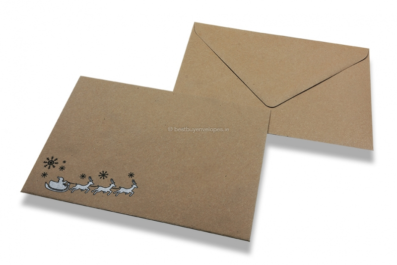 Recycled Christmas envelopes - sleigh