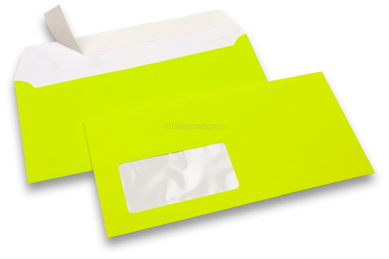 Neon envelopes - yellow, with window 45 x 90 mm, window position 20 mm from the leftside and 15 mm from the bottom