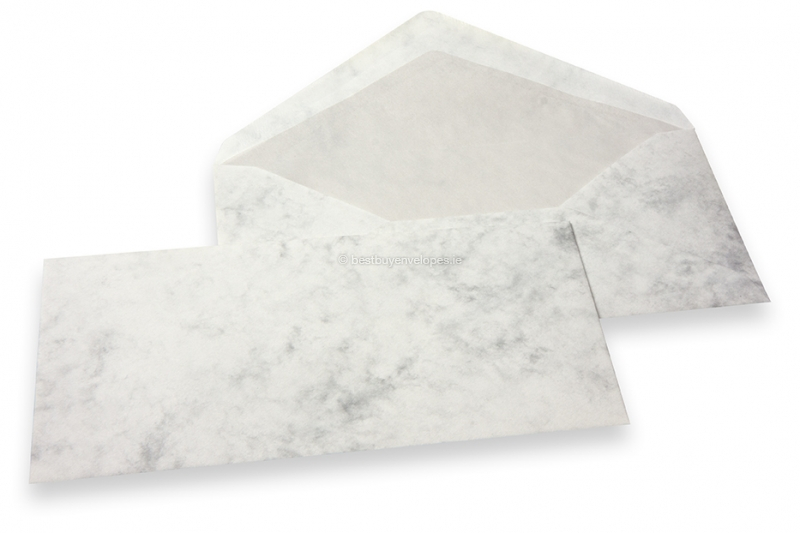 Marbled envelopes - 110 x 220 mm, marbled grey, lined interior grey