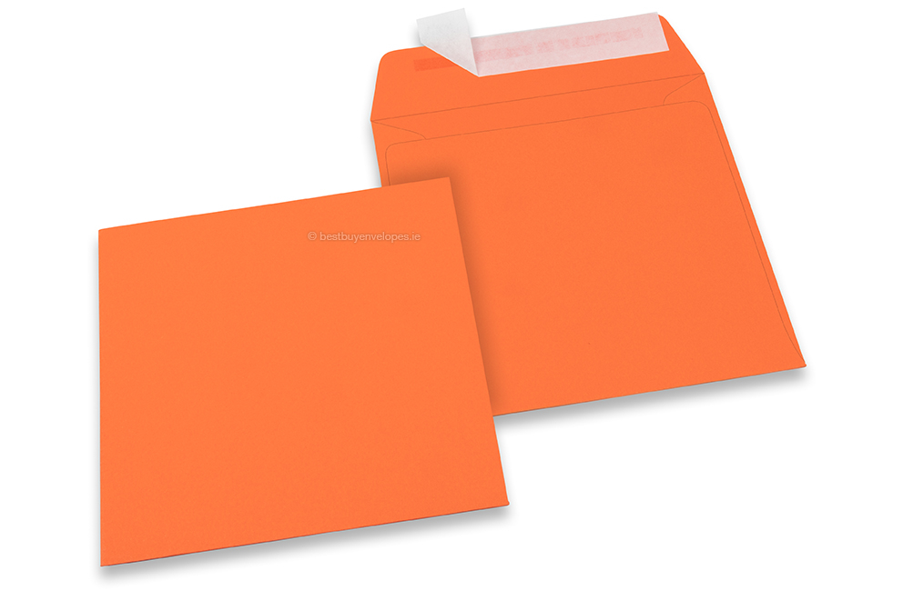 Orange coloured paper envelopes - 160 x 160 mm