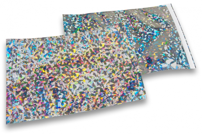 Coloured metallic foil envelopes silver holographic - 162 x 229 mm
