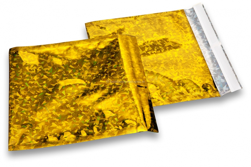 Coloured metallic foil envelopes gold holographic - 165 x 165 mm