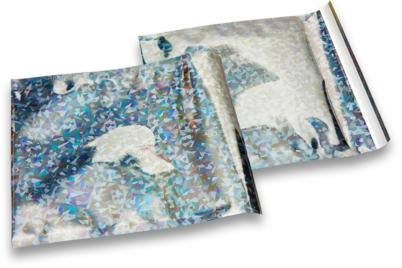 Coloured metallic foil envelopes silver holographic - 165 x 165 mm