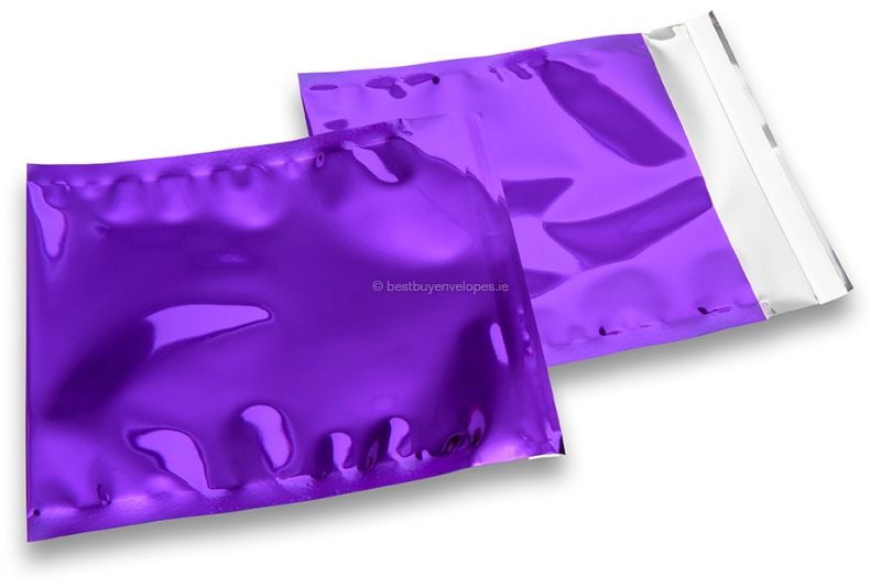 Coloured metallic foil envelopes purple - 165 x 165 mm