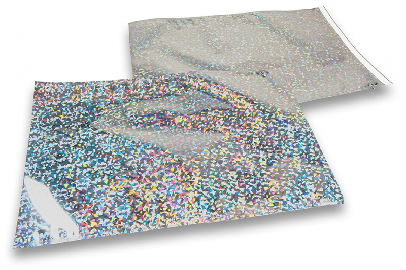 Coloured metallic foil envelopes silver holographic - 229 x 324 mm