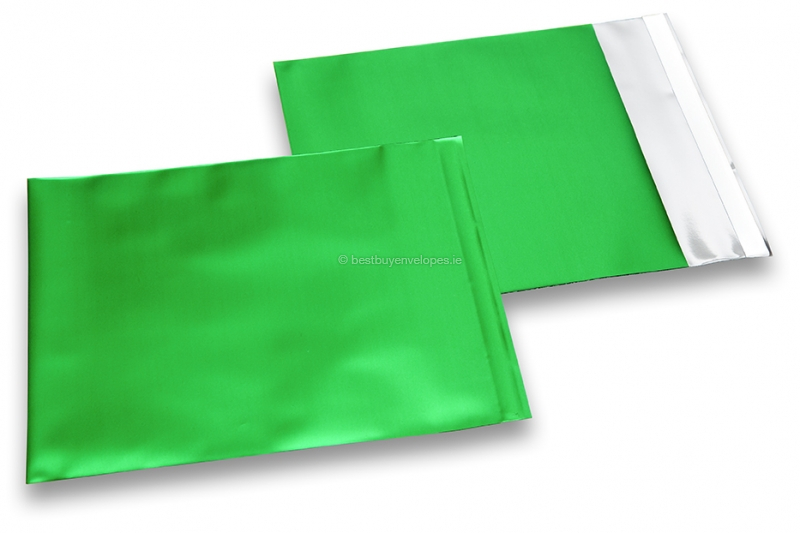 Green coloured matt metallic foil envelopes - 165 x 165 mm