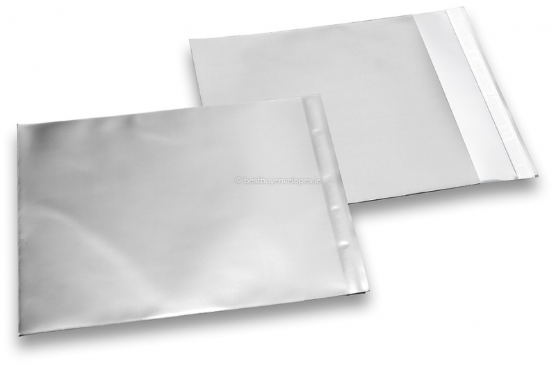 Silver coloured matt metallic foil envelopes - 165 x 165 mm