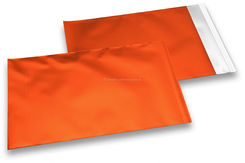 Orange coloured matt metallic foil envelopes - 180 x 250 mm
