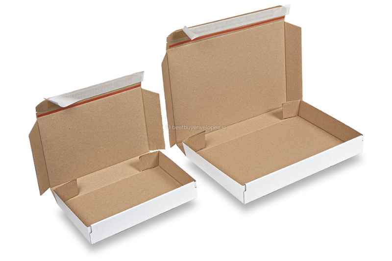 Adhesive mailing boxes white