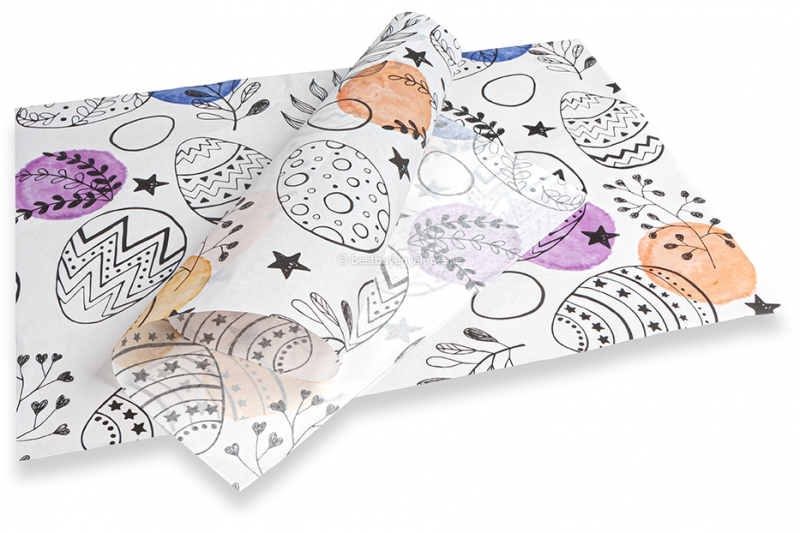 Easter themed tissue paper - black with colours