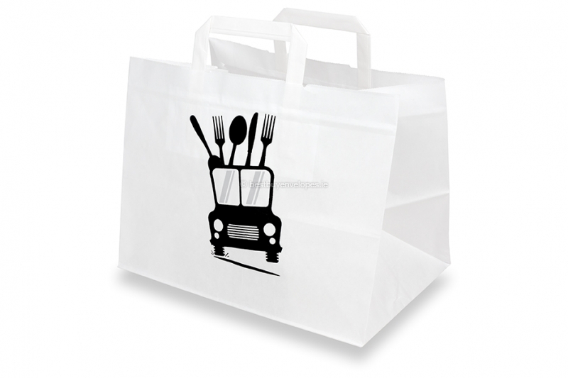 Paper take away bags white asian food 317 x 218 x 245 mm l x w x h 50 items
