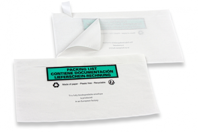 Paper packing list envelopes - 120 x 228 mm printed
