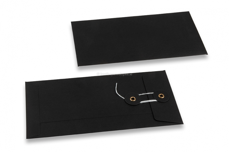 Envelopes with string and washer closure - 110 x 220 mm, black