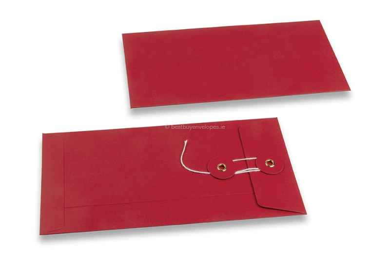 Envelopes with string and washer closure - 110 x 220 mm, red