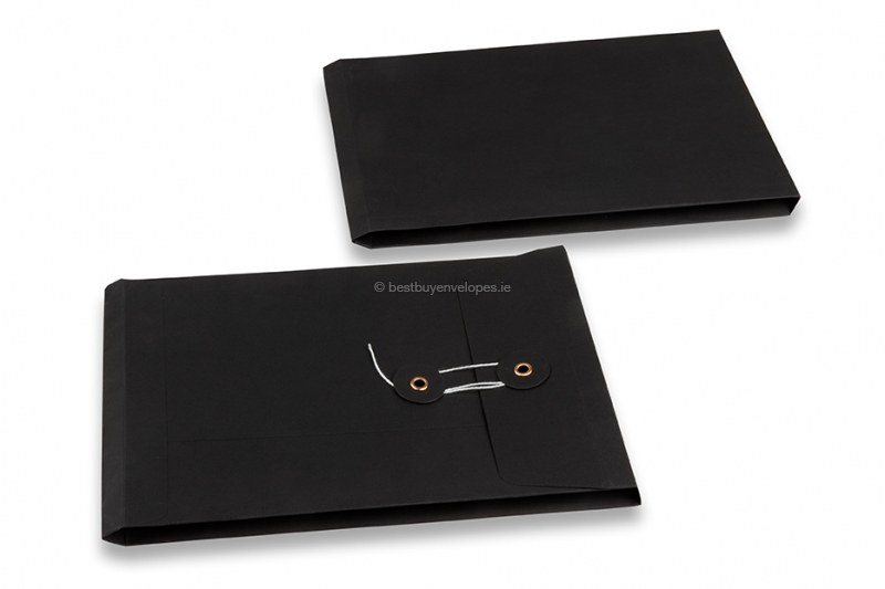 Envelopes with string and washer closure - 162 x 229 x 25 mm, black