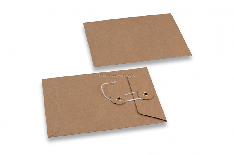 Envelopes with string and washer closure - 114 x 162 mm, brown