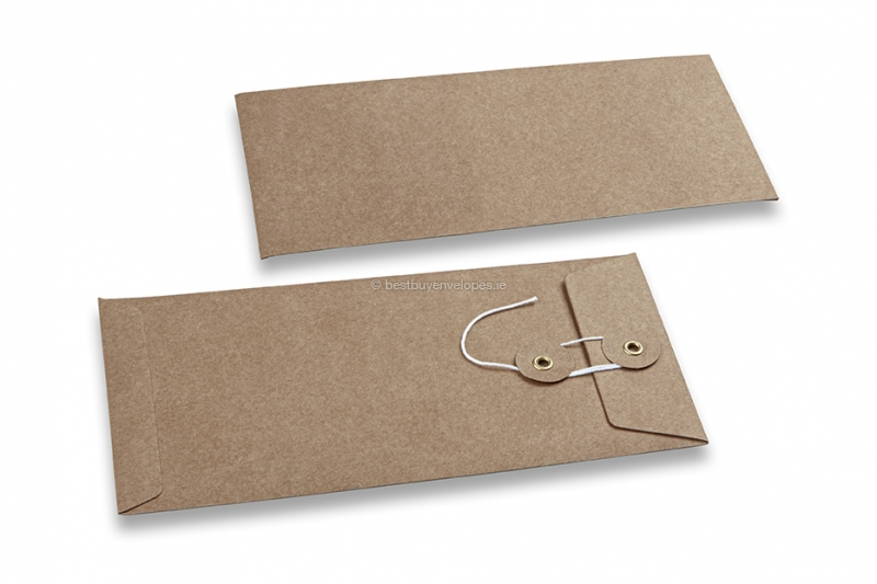 Envelopes with string and washer closure - 110 x 220 mm, brown kraft