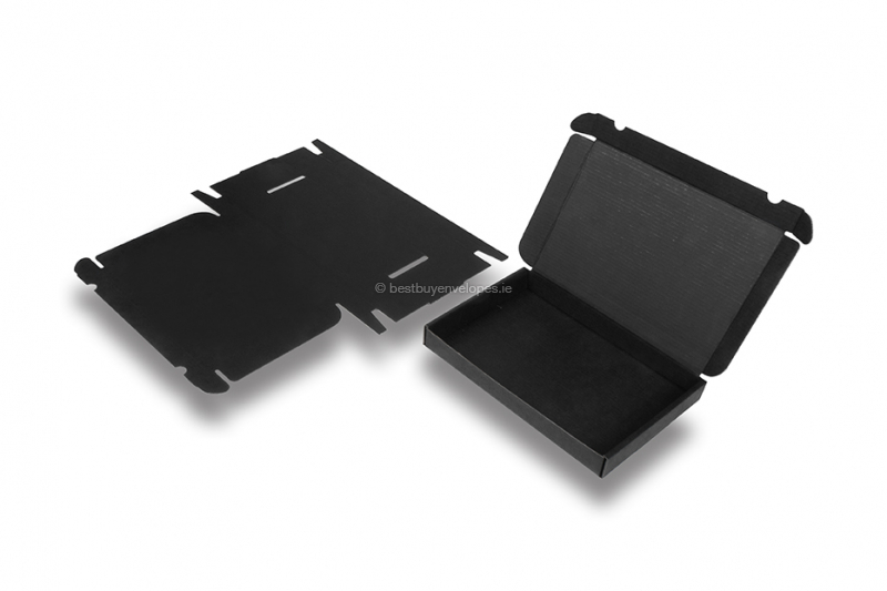 Black shipping boxes  - black interior, 230 x 160 x 26 mm