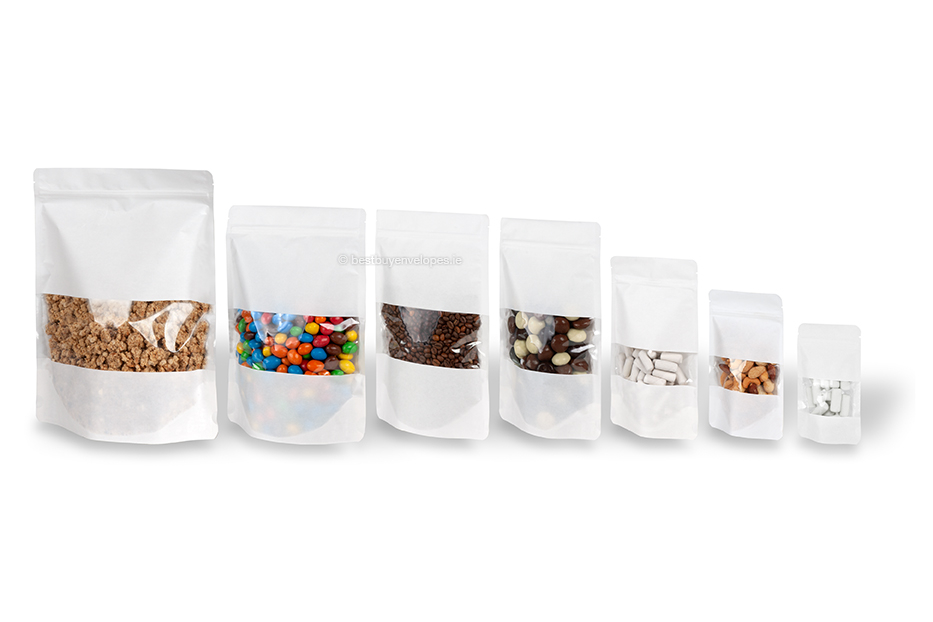 Stand up pouch with window - white