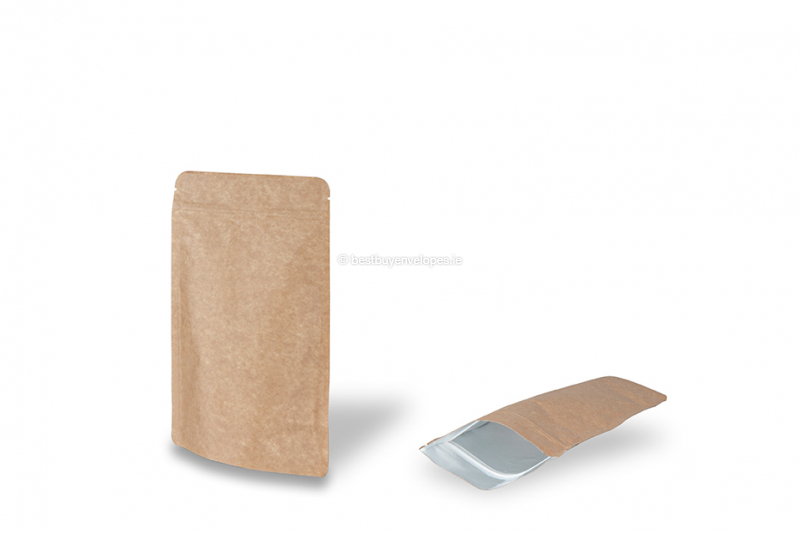 Brown kraft stand up pouches - 130 x 225 x 70 mm, 500 ml