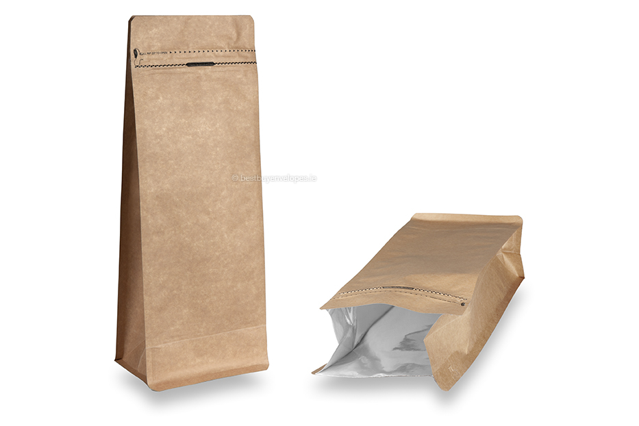 Flat bottom pouches - brown, 2000 ml / 1000 grams ground coffee