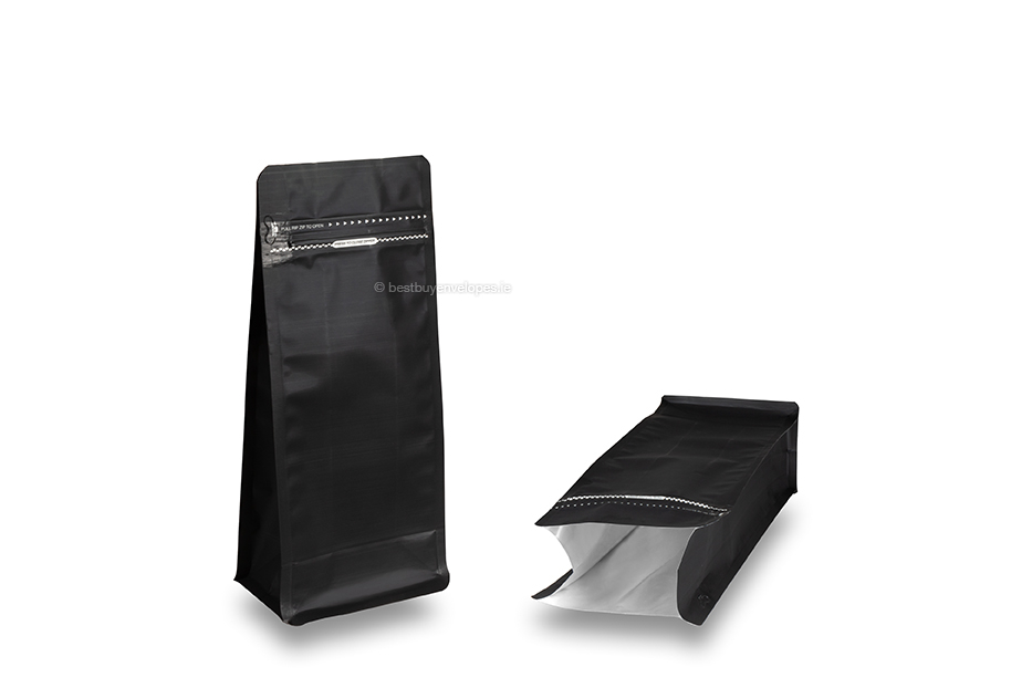 Flat bottom pouches - black, 1000 ml / 500 grams ground coffee