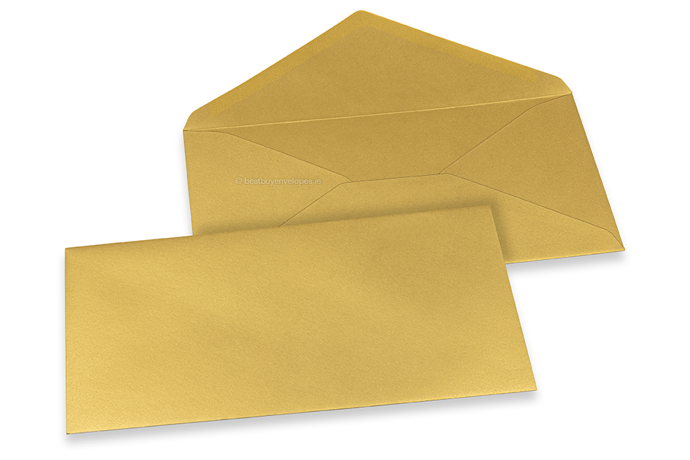Coloured greeting card envelopes - gold metallic, 110 x 220 mm