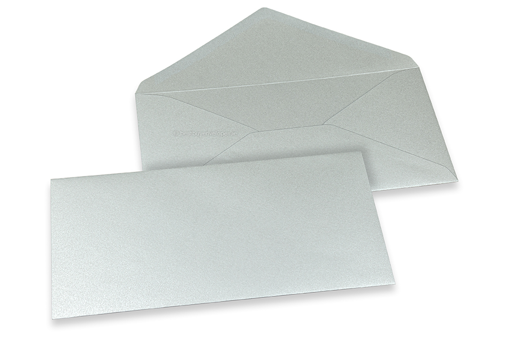 Coloured greeting card envelopes - silver metallic, 110 x 220 mm
