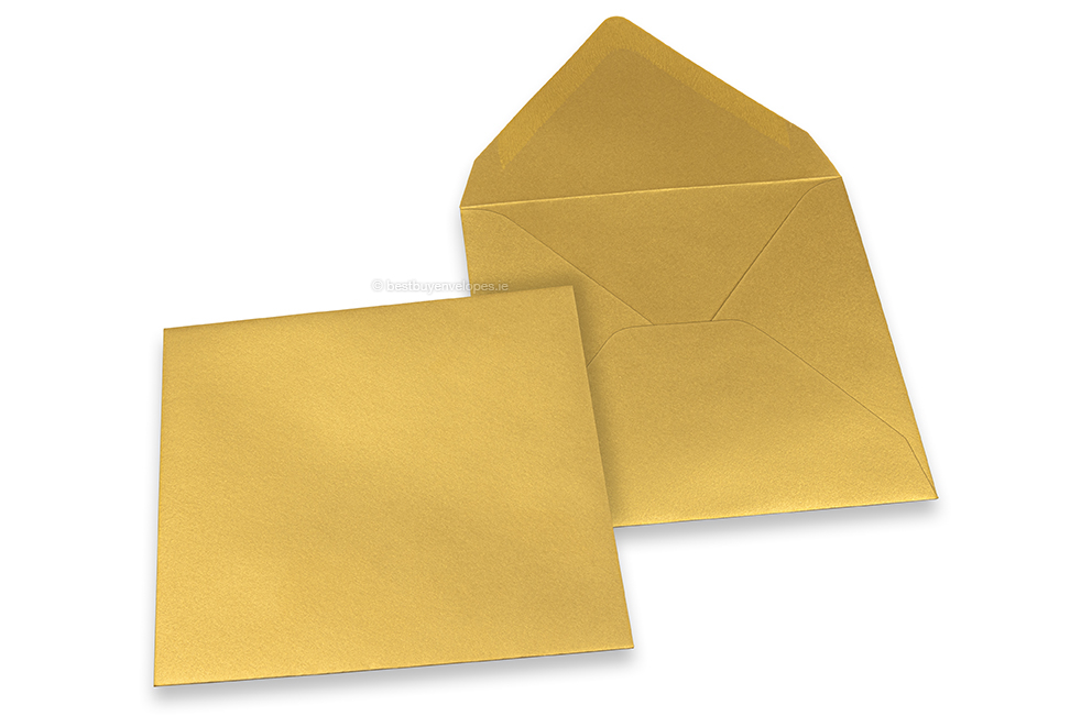Coloured greeting card envelopes - gold metallic, 155 x 155 mm