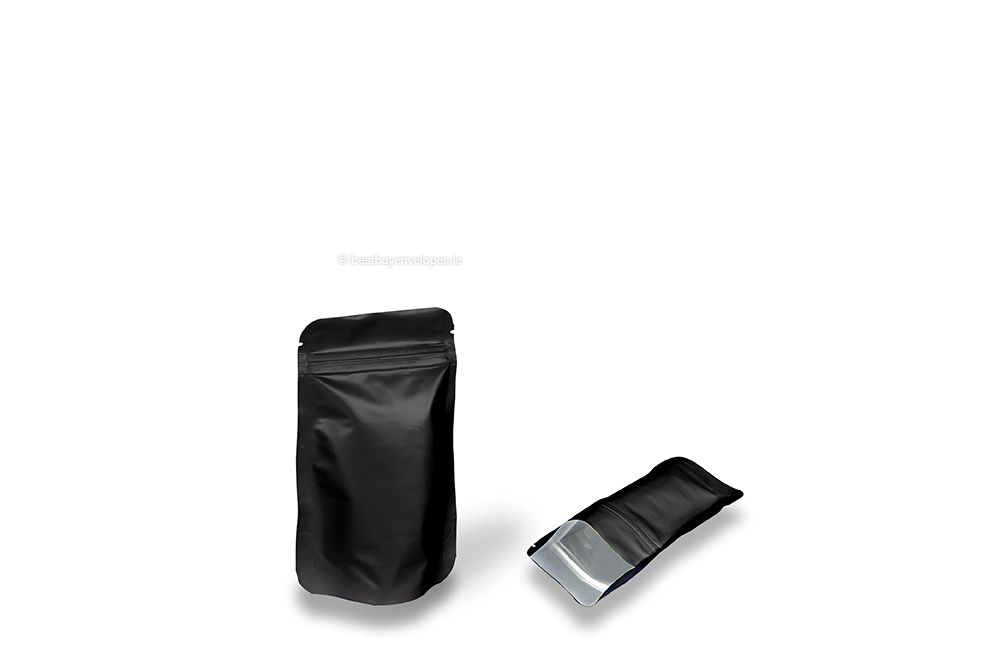 Stand up pouches matt black - 85 x 145 x 50 mm, 100 ml