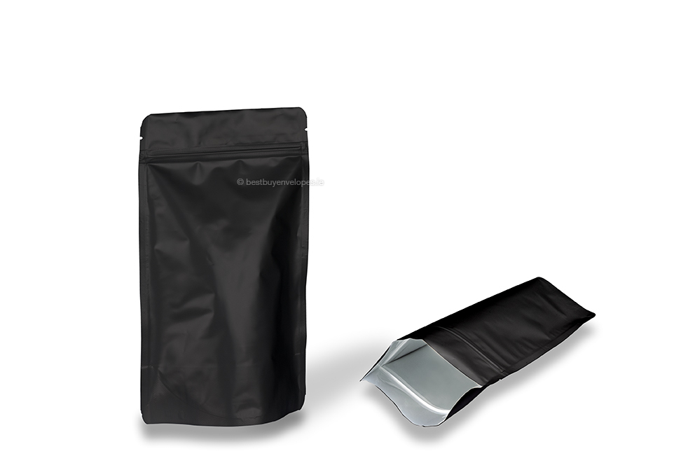 Stand up pouches matt black - 130 x 225 x 70 mm, 500 ml