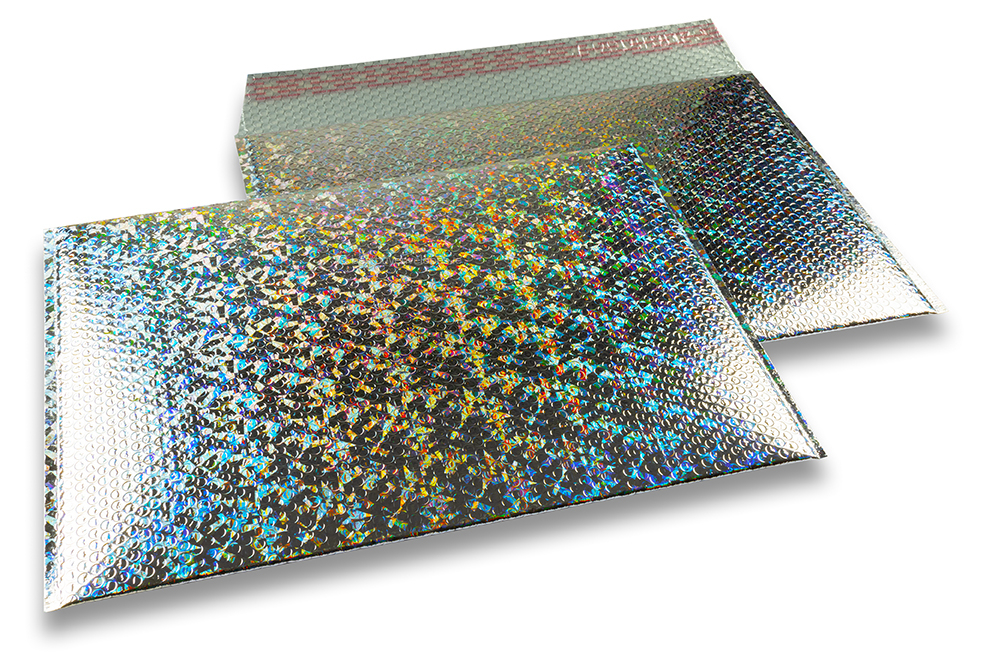 ECO metallic bubble envelopes - silver holographic 320 x 425 mm