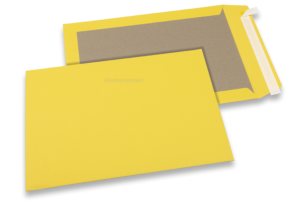 Coloured board-backed envelopes - Yellow, 229 x 324 mm