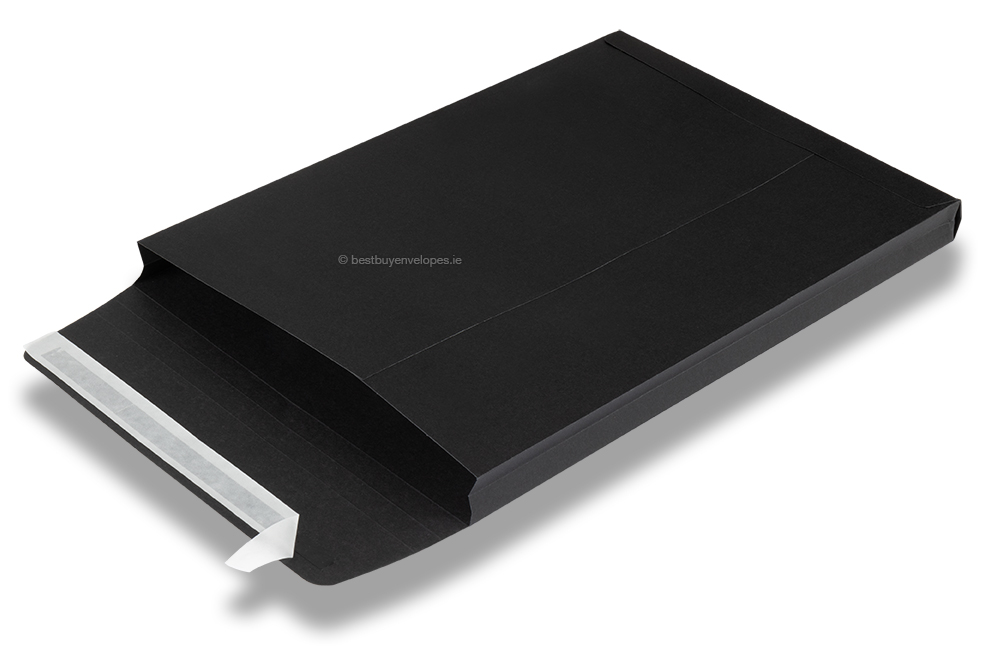 Coloured gusset envelopes V-Bottom - black, 229 x 324 x 25 mm