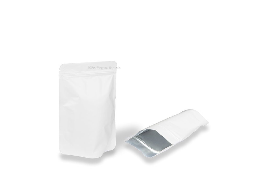 White kraft stand up pouches - 110 x 185 x 70 mm, 250 ml