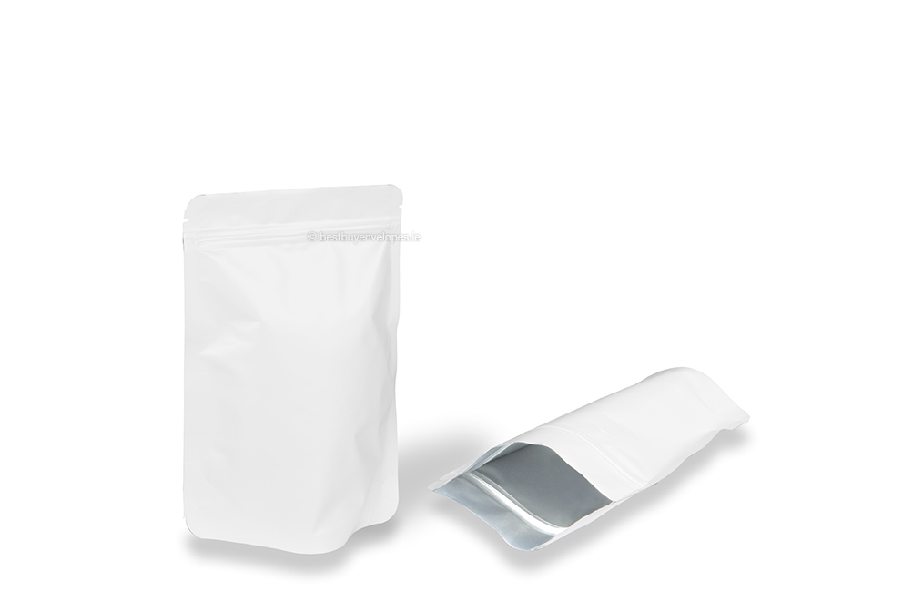 White kraft stand up pouches - 130 x 225 x 70 mm, 500 ml