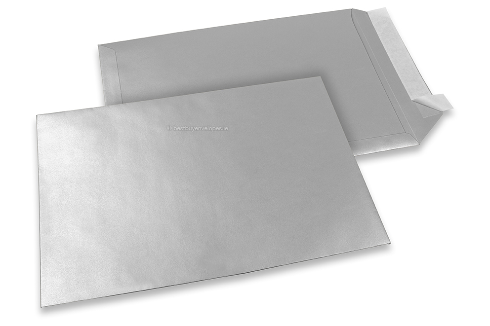 Silver metallic coloured paper envelopes - 229 x 324 mm