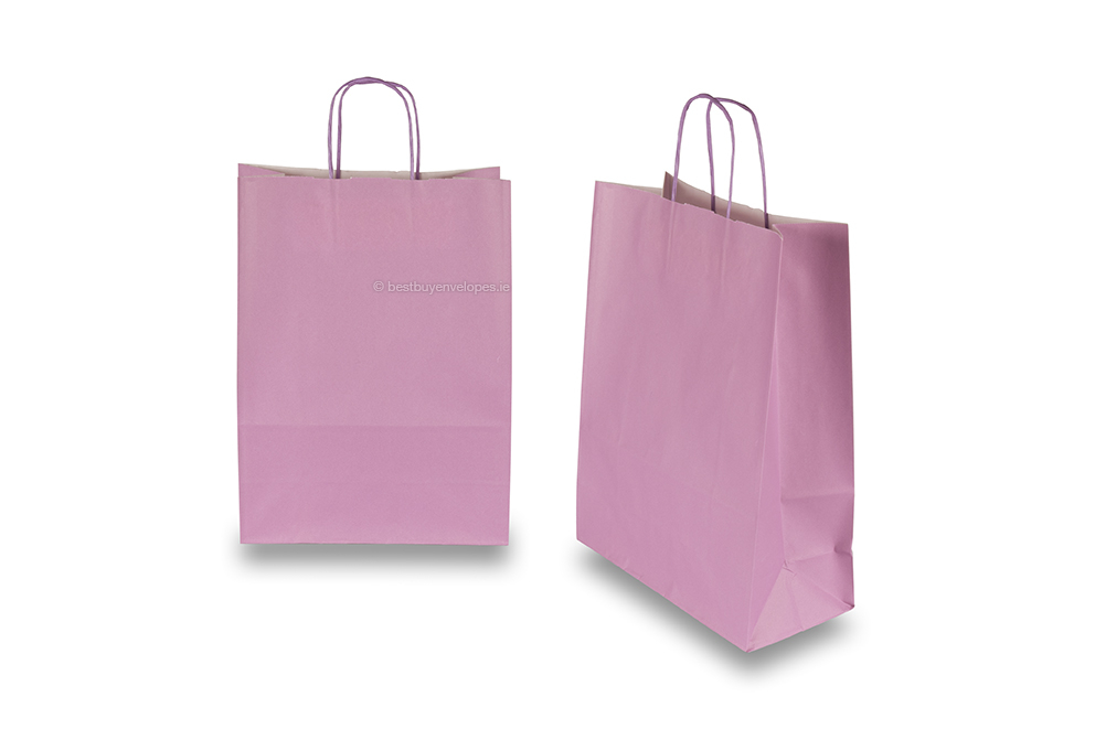 Paper carrier bags with twisted handles - lilac, 260 x 120 x 350 mm, 90 gsm