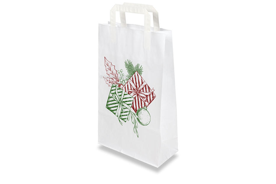 Christmas paper carrier bags white - Vintage