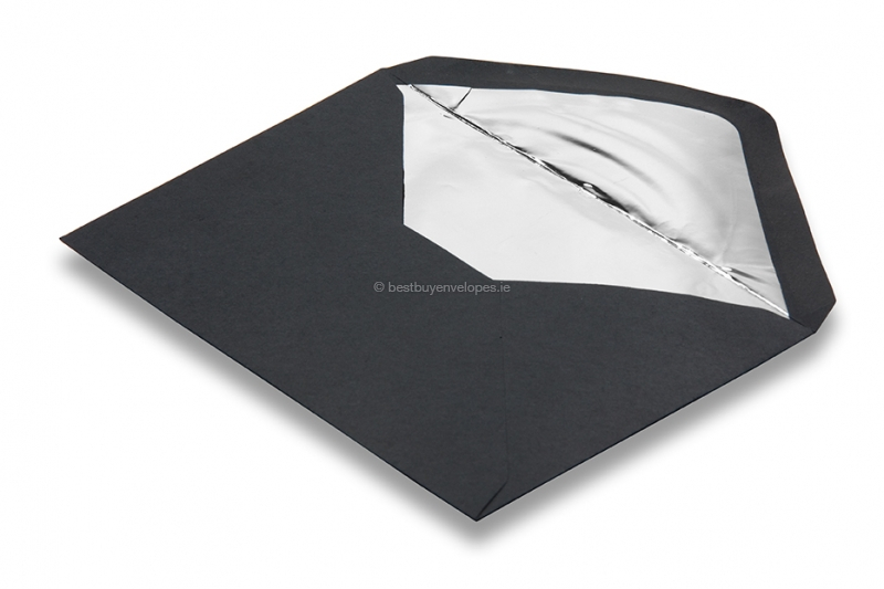 Lined black envelopes - silver lined