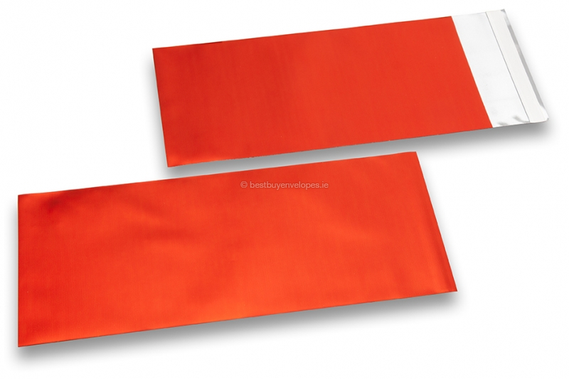 Red coloured matt metallic foil envelopes - 110 x 220 mm